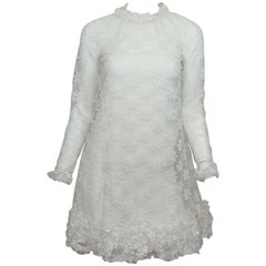 Vintage Emma Domb 1960's Long Sleeve Lace Babydoll Dress