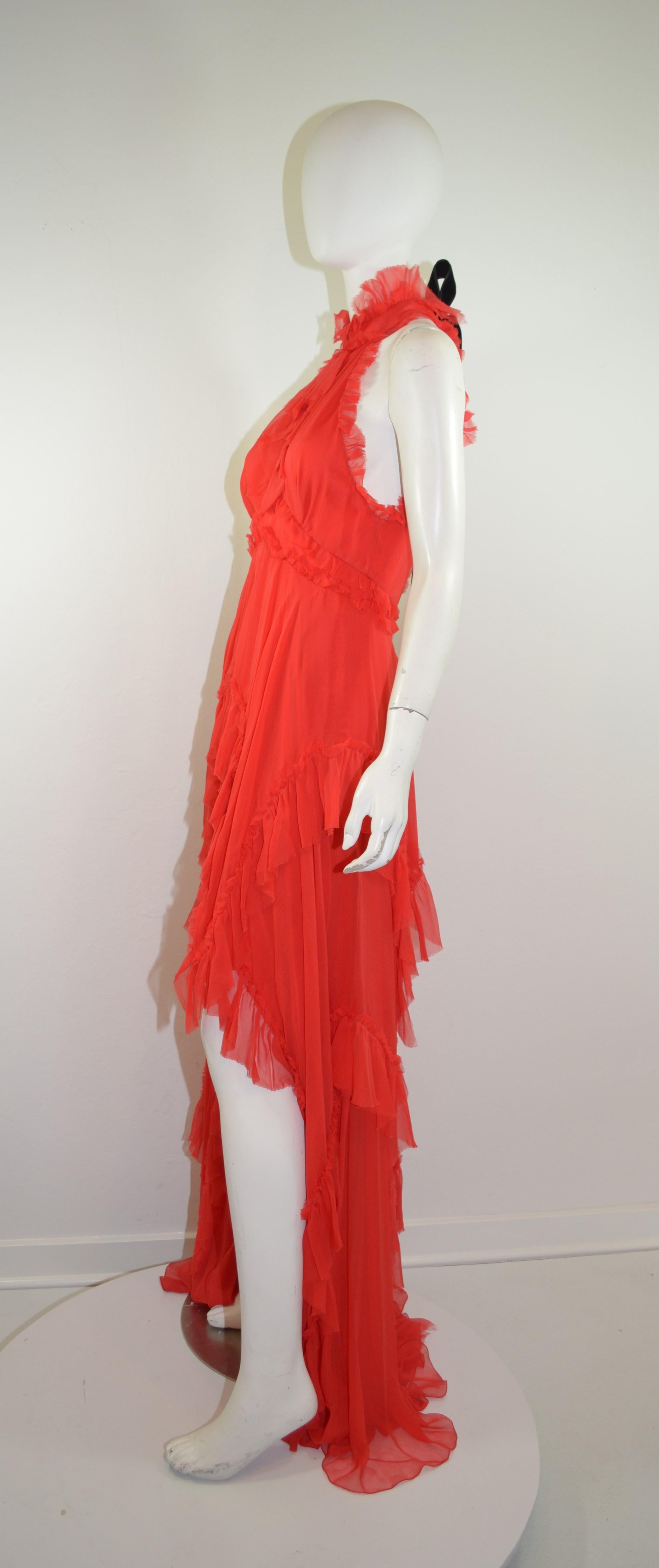 Peter Dundas for Emilio Pucci Silk Chiffon Halter Gown Fall 2015 In Excellent Condition In Carmel, CA