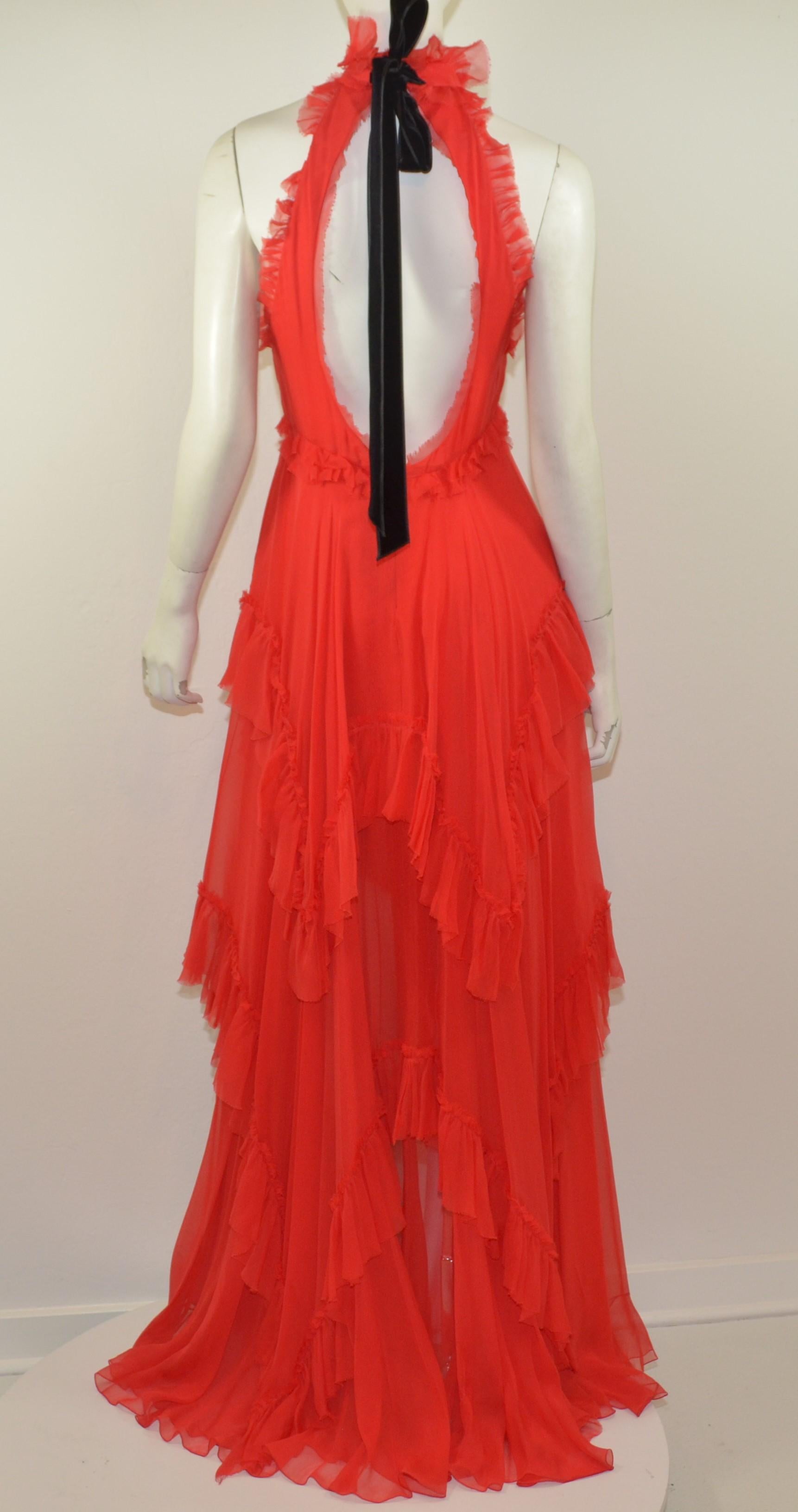 Women's Peter Dundas for Emilio Pucci Silk Chiffon Halter Gown Fall 2015