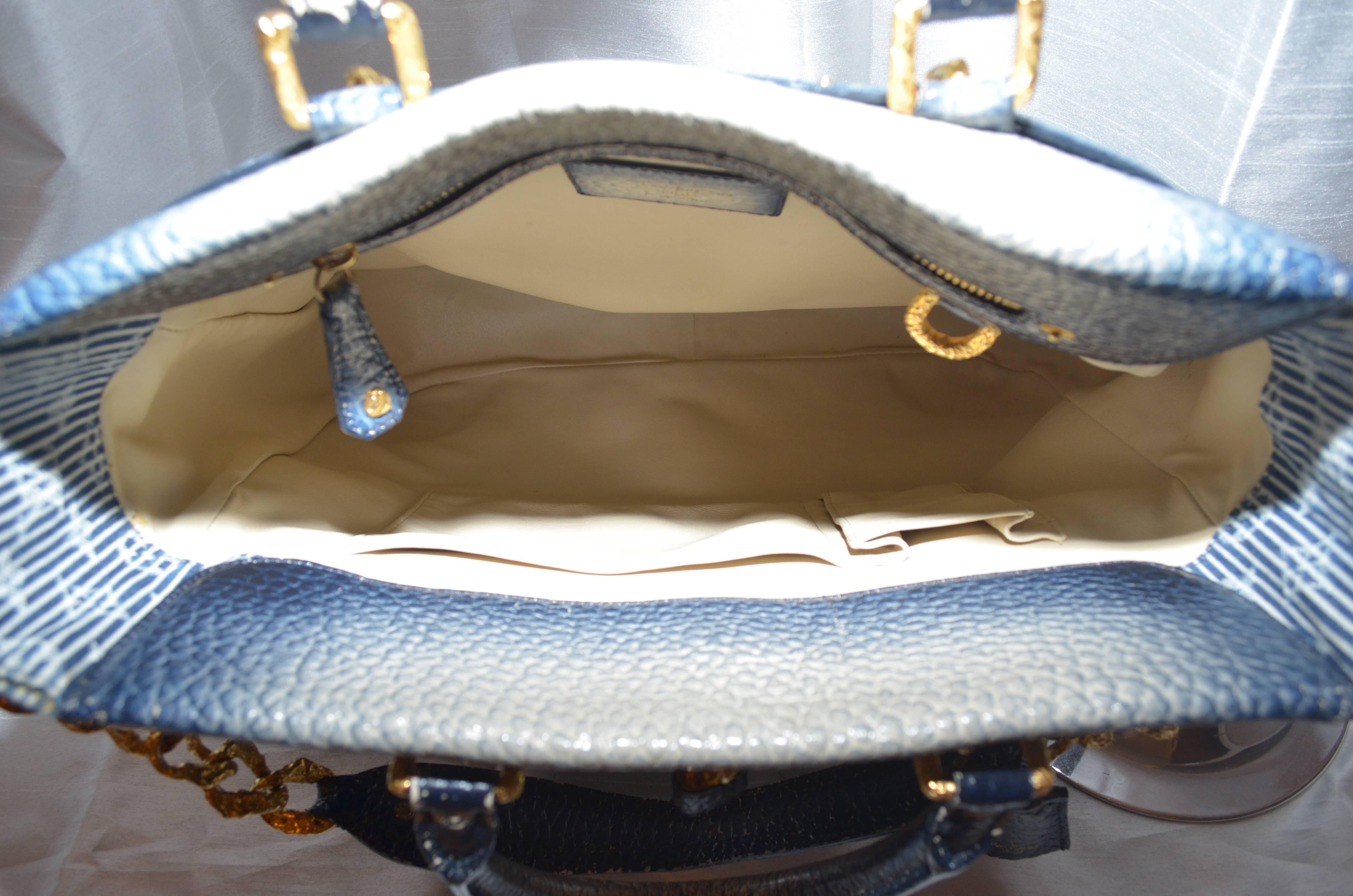 Women's Louis Vuitton Denim Limited Edition Corsaire Trunks Chain Handle Tote