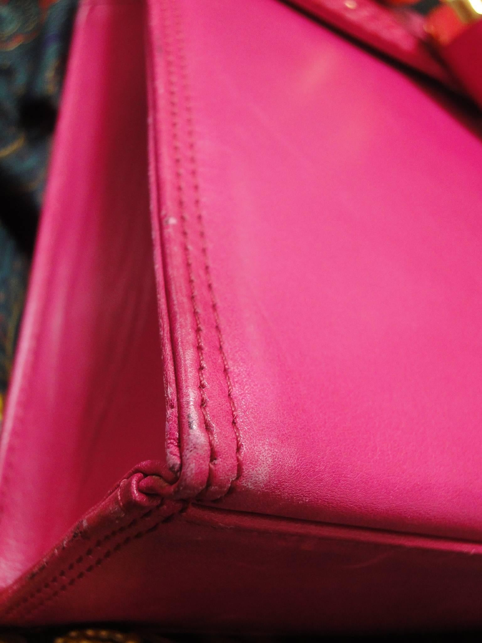 Vintage Gianni Versace pink calf leather and genuine snakeskin handbag For Sale 1