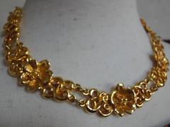 Vintage Sonia Rykiel Bijoux golden flower statement necklace and earrings set