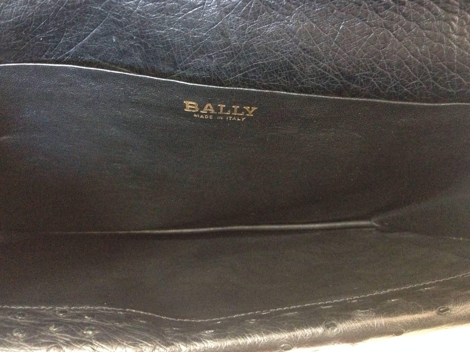 MINT. 80's vintage BALLY, genuine black ostrich leather document case, portfolio 3