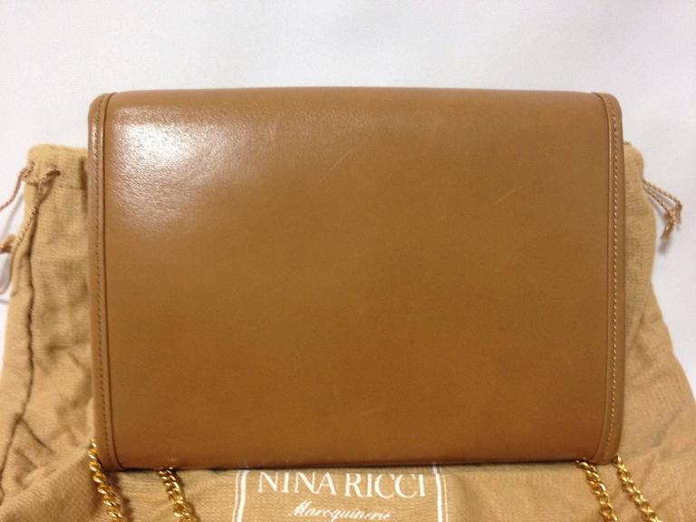 Vintage Nina Ricci tanned brown leather mini clutch shoulder bag with ...
