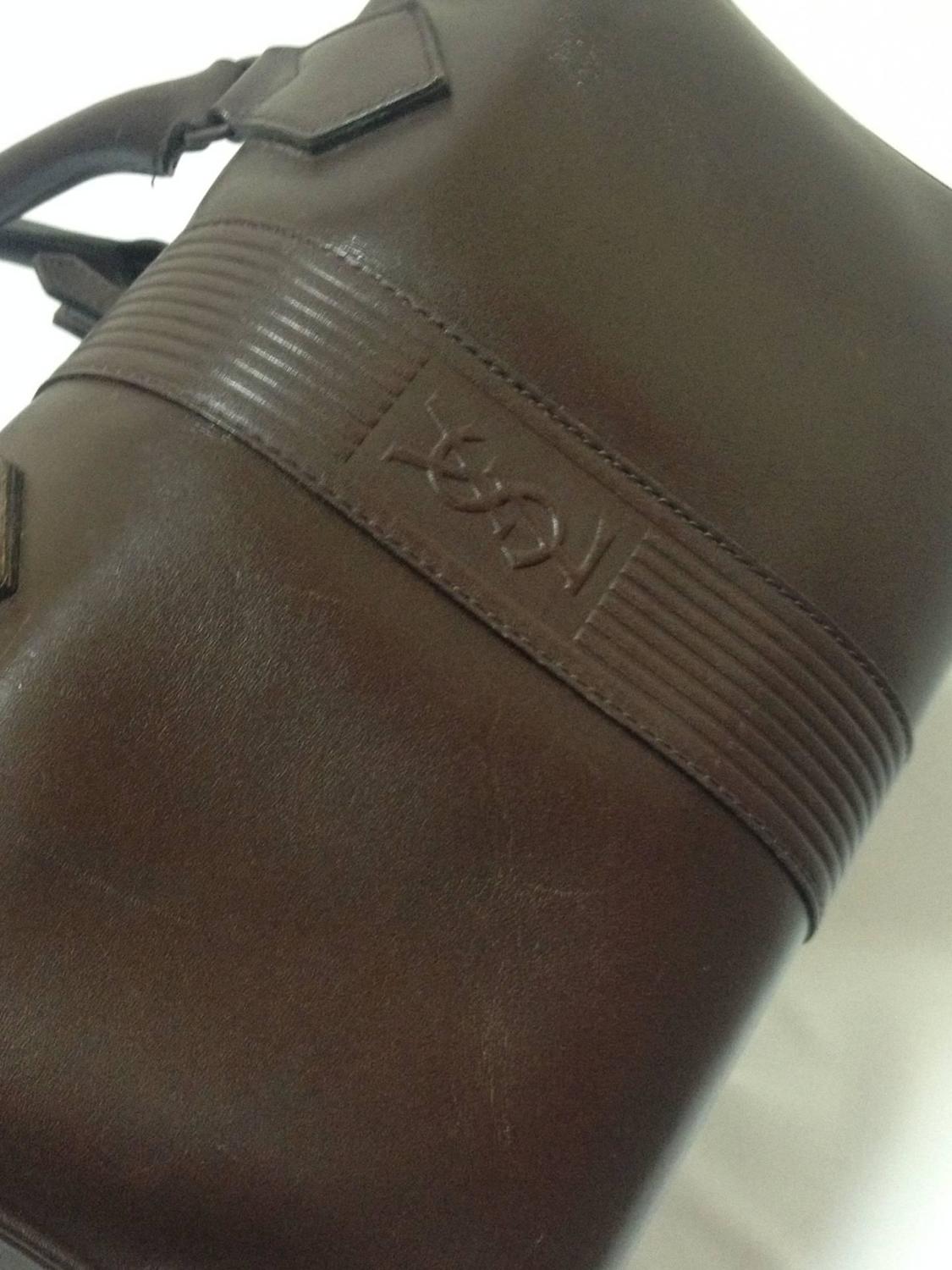 Vintage Yves Saint Laurent genuine dark brown leather daily use ...  