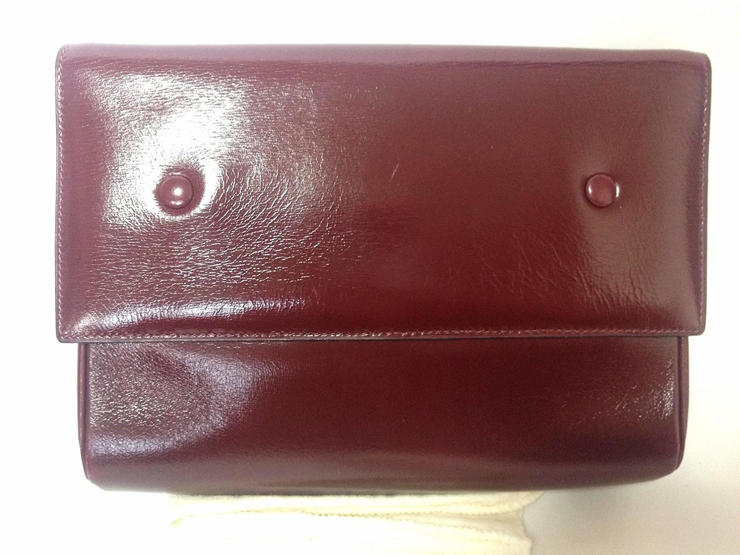 intage CELINE genuine wine brown leather clutch bag with golden ...  