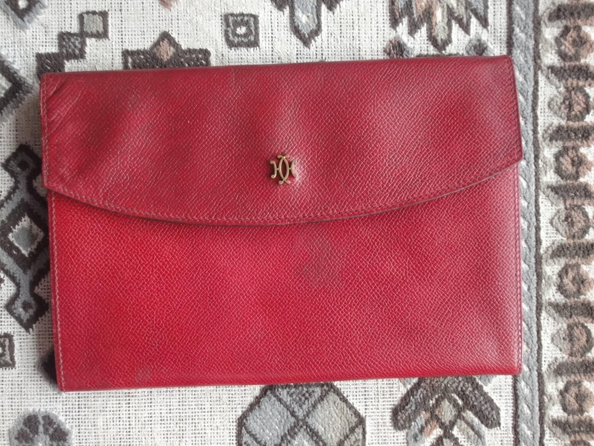 80s vintage HERMES brick red leather clutch pouch. can be wallet purse as well. For Sale 3