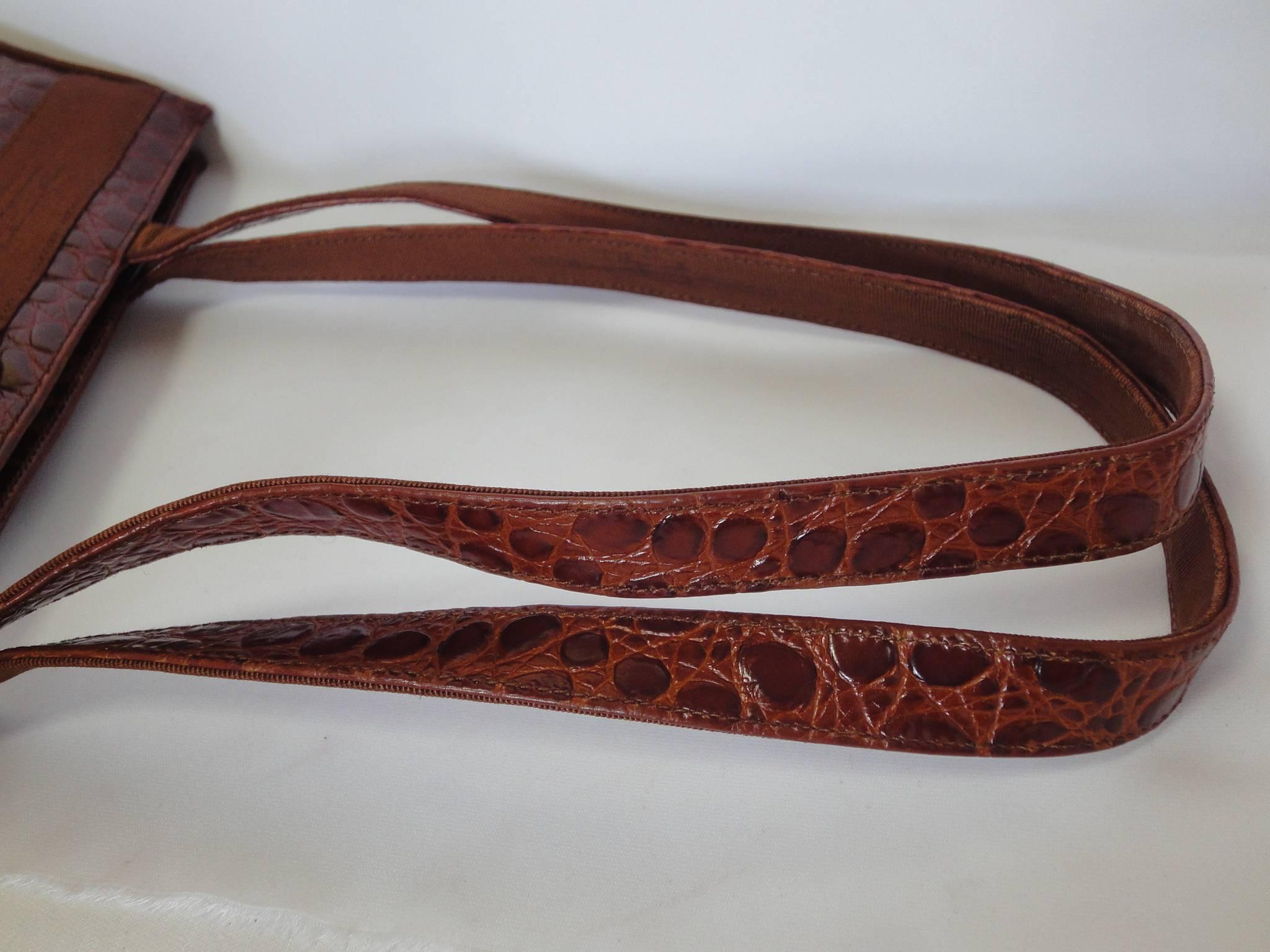 Vintage Salvatore Ferragamo brown croc embossed genuine leather tote from vara 2