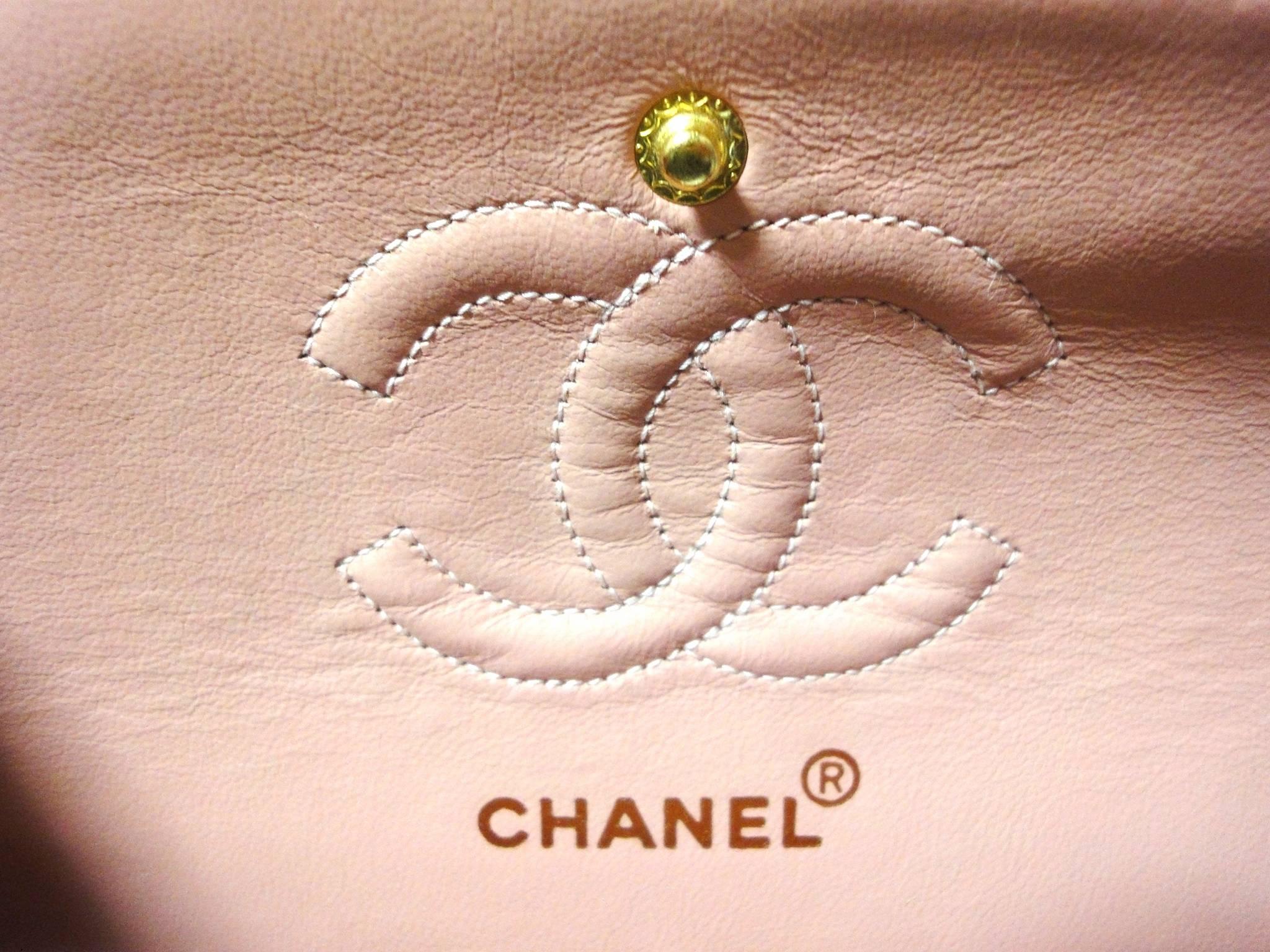 MINT. Vintage CHANEL pink lambskin classic 2.55 double flap shoulder bag 3