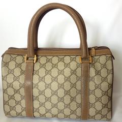 80's vintage Gucci classic brown monogram webbing sherry speedy style bag.