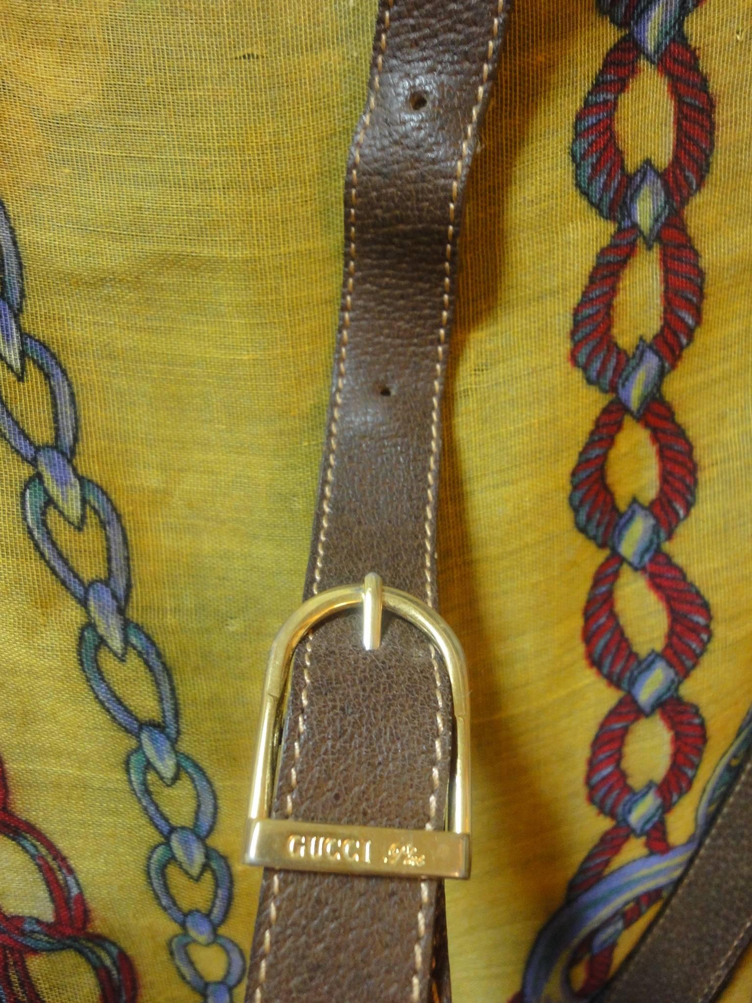 1980s Vintage Gucci Plus monogram and leather hobo bucket purse with drawstrings 1