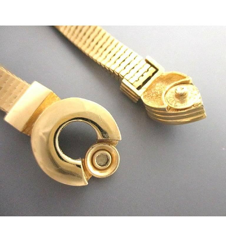 Women's MINT. Vintage Givenchy golden flat chain bracelet with red Swarovski teardrop.