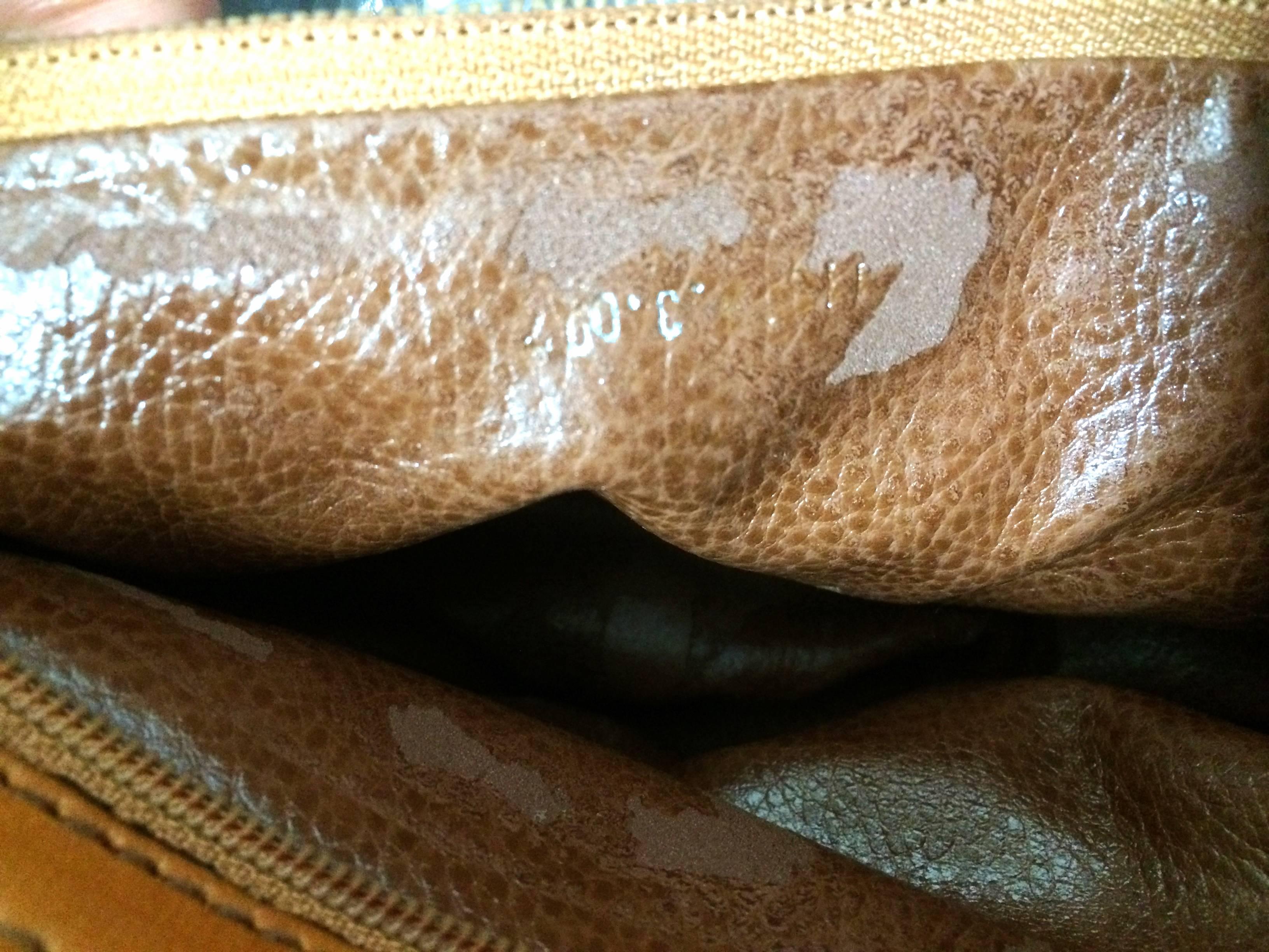 Orange Vintage Fendi orange brown genuine leather mini document bag, clutch purse. For Sale
