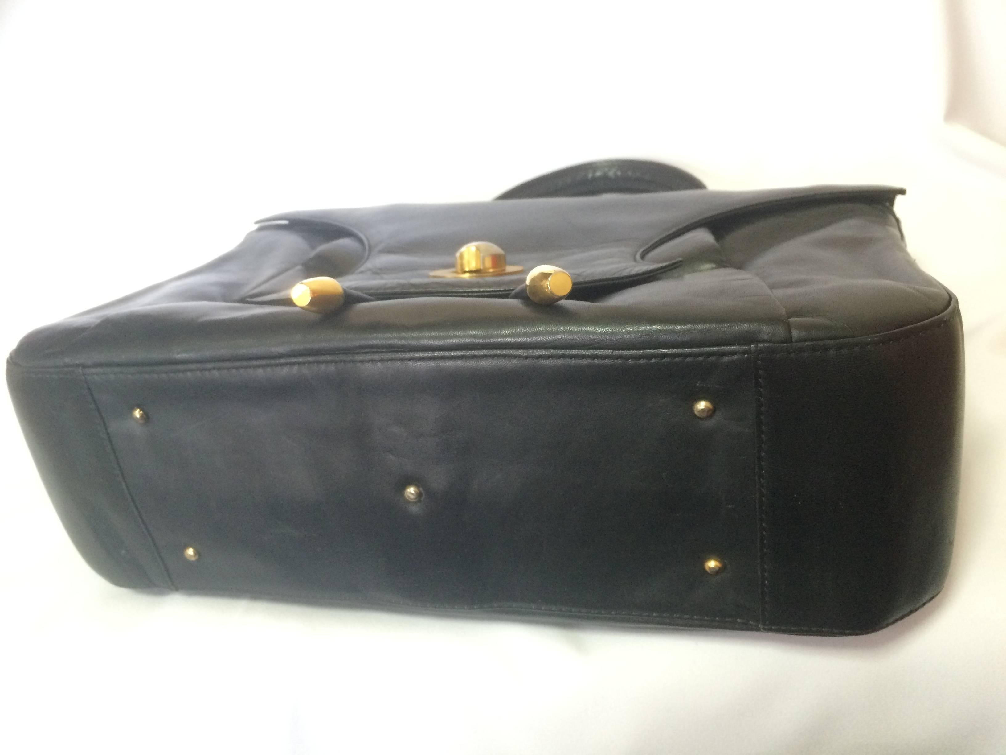 Vintage Bally black leather retro pop design bag, business purse. Unisex. For Sale 1
