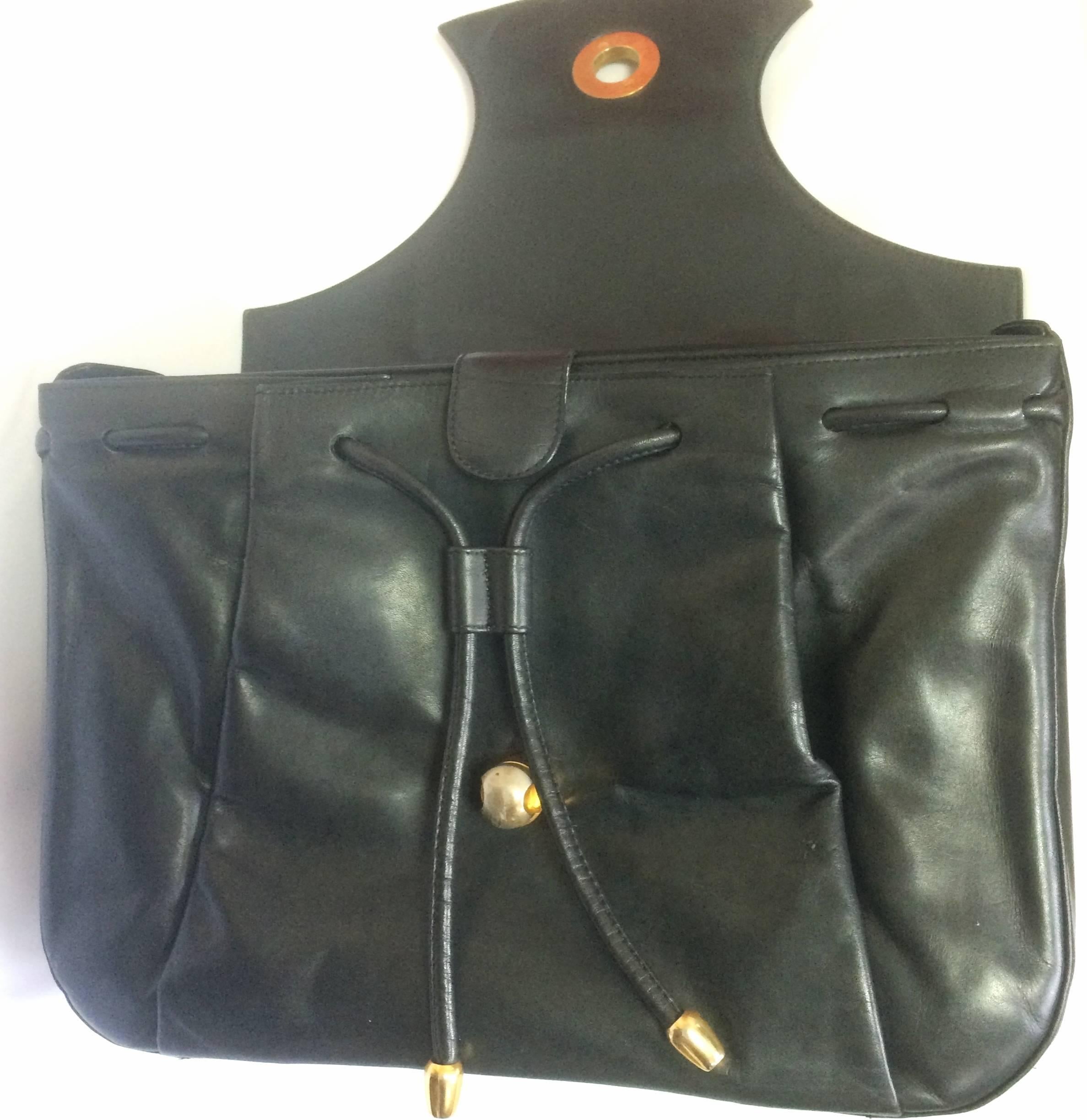 Vintage Bally black leather retro pop design bag, business purse. Unisex. For Sale 2