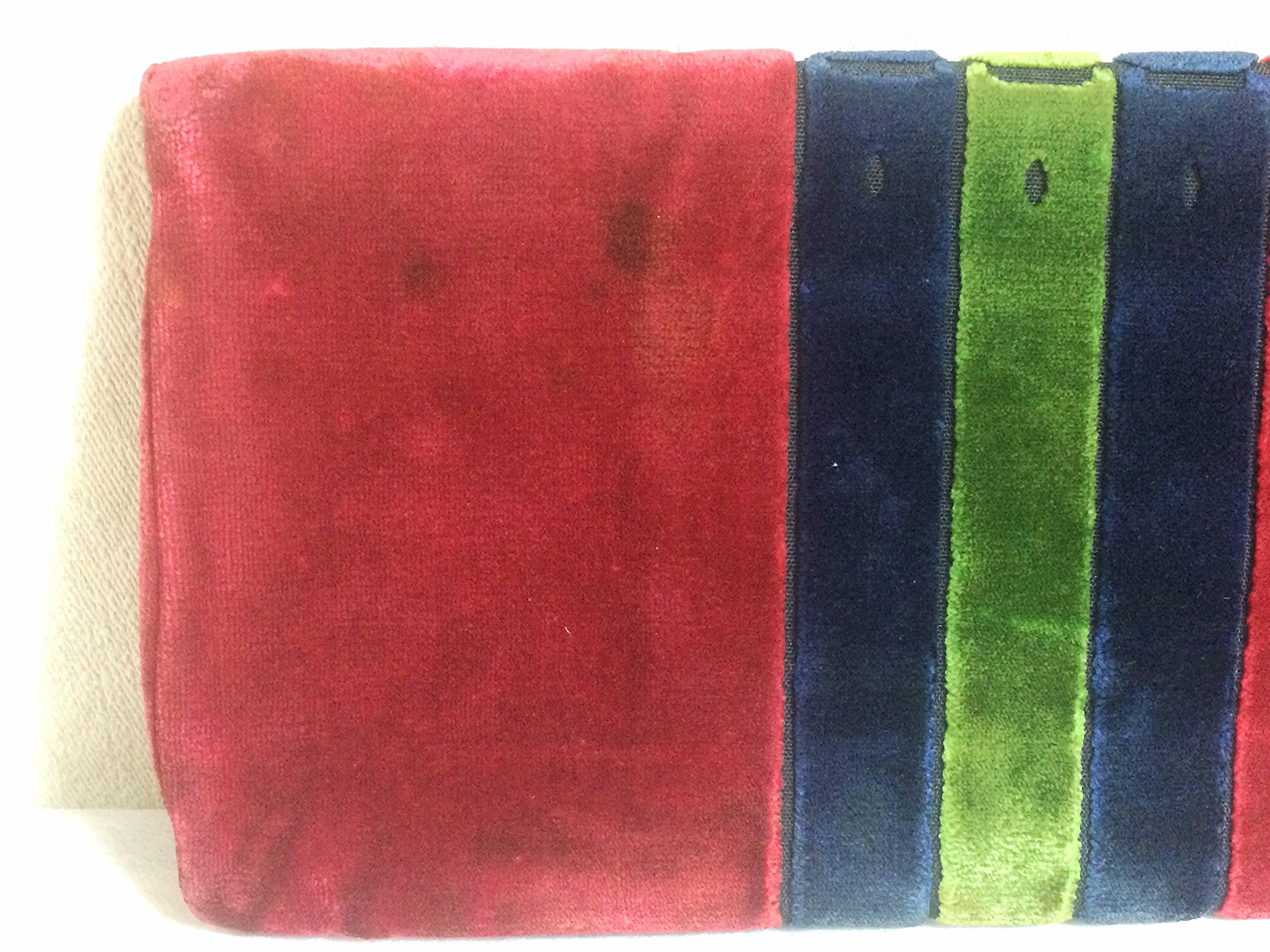 Women's 80's Vintage Roberta di Camerino velvet, chenille clutch in red, navy and green.