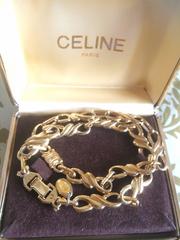MINT. Vintage Celine golden twisted chain necklace with blaison macadam charm