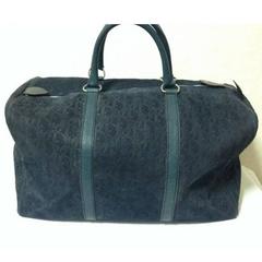 Vintage Christian Dior Bagages navy genuine suede leather travel duffle bag
