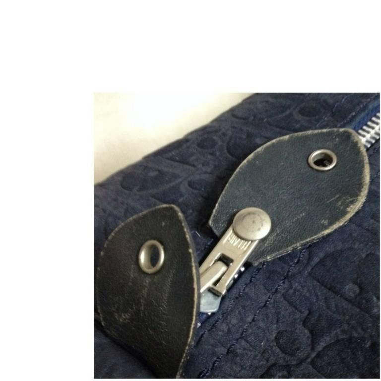Women's or Men's Vintage Christian Dior Bagages navy genuine suede leather travel duffle bag For Sale