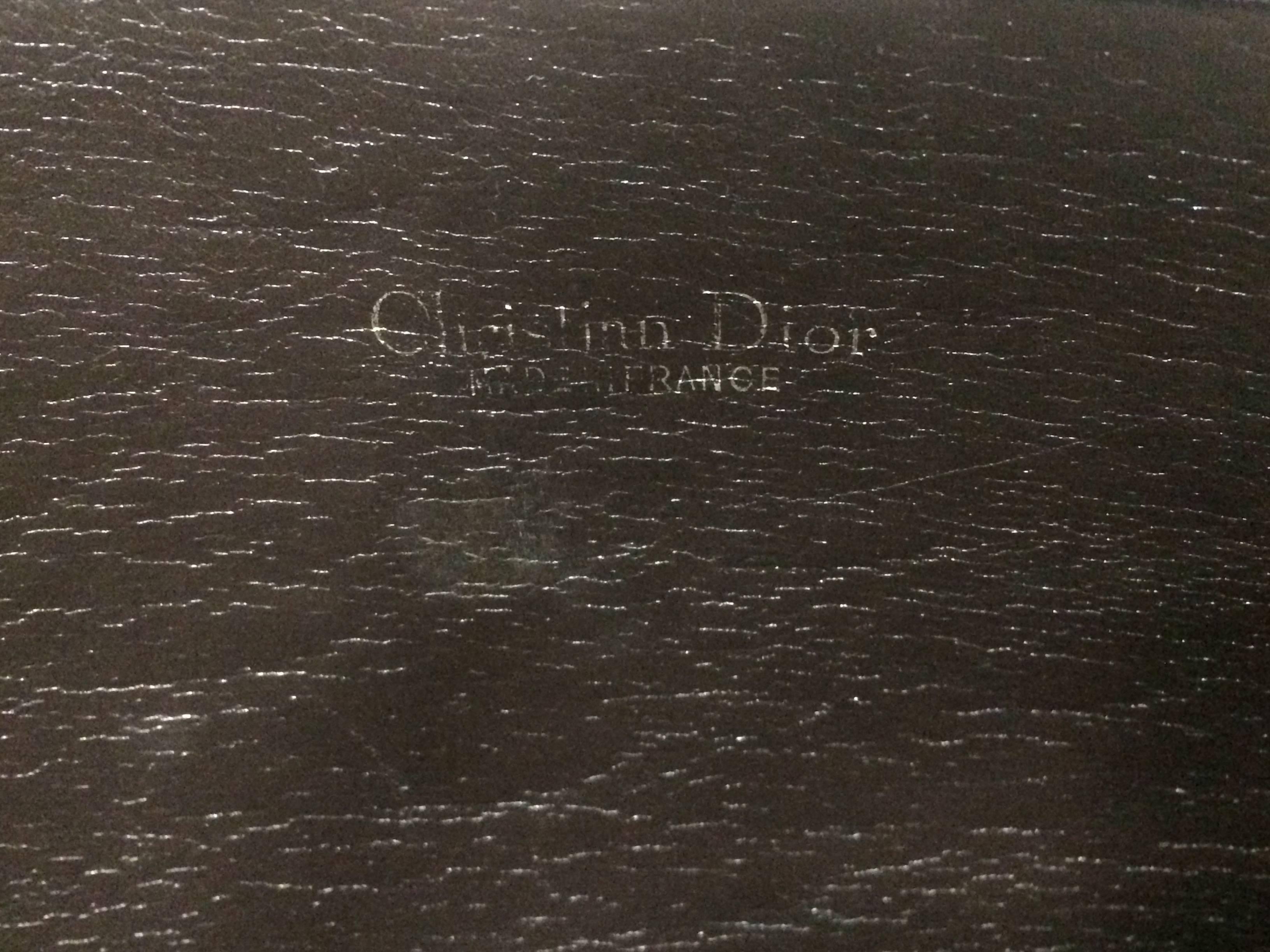 Vintage Christian Dior brown trotter jacquard mini handbag with leather handles. 2