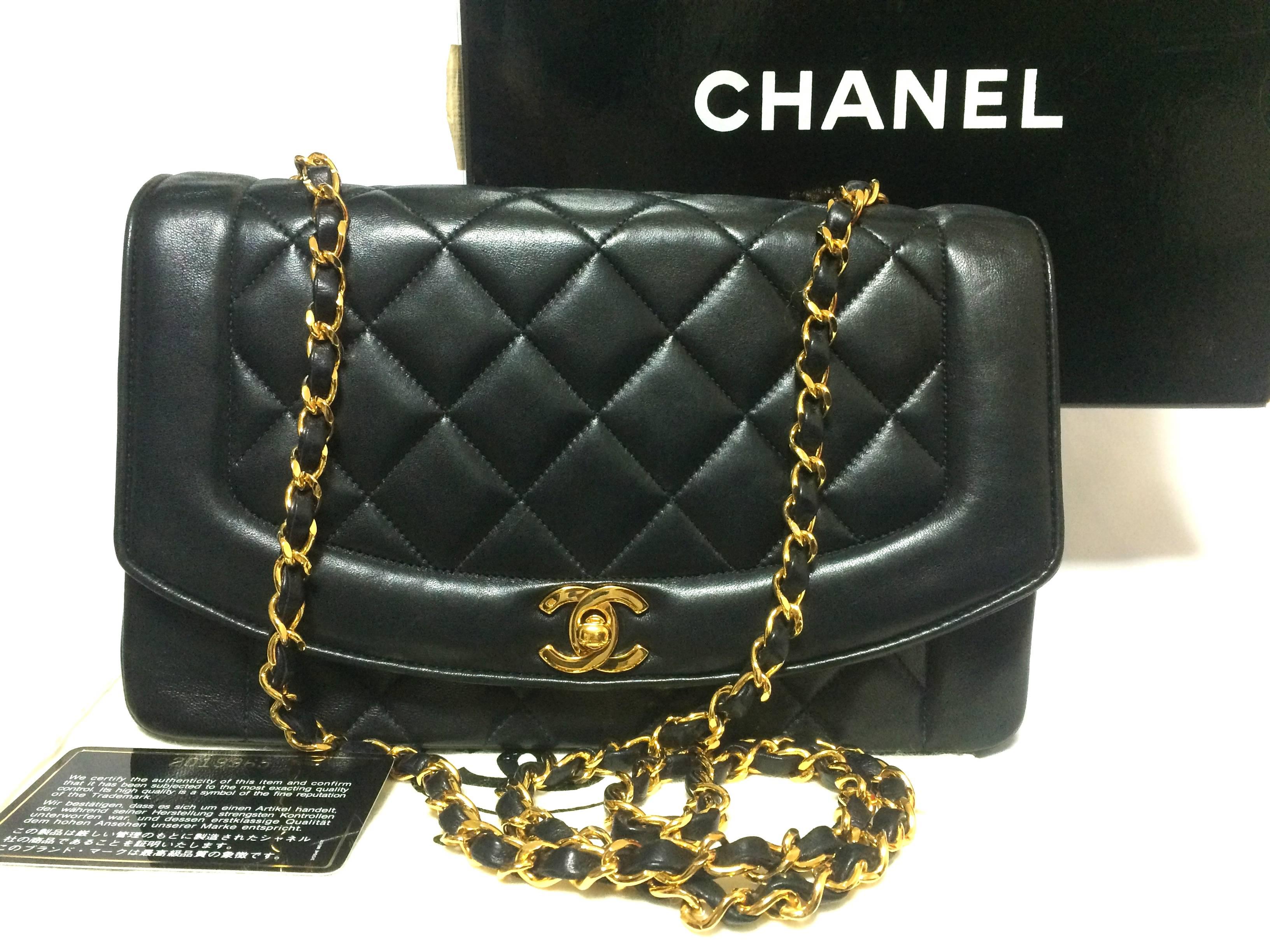 1990s. MINT. Vintage CHANEL black lambskin classic 2.55 chain shoulder bag with golden CC. Best vintage purse for rest of your life.

Here is another one of the most classic vintage bags from Chanel back in the 90s....
This classic black lambskin