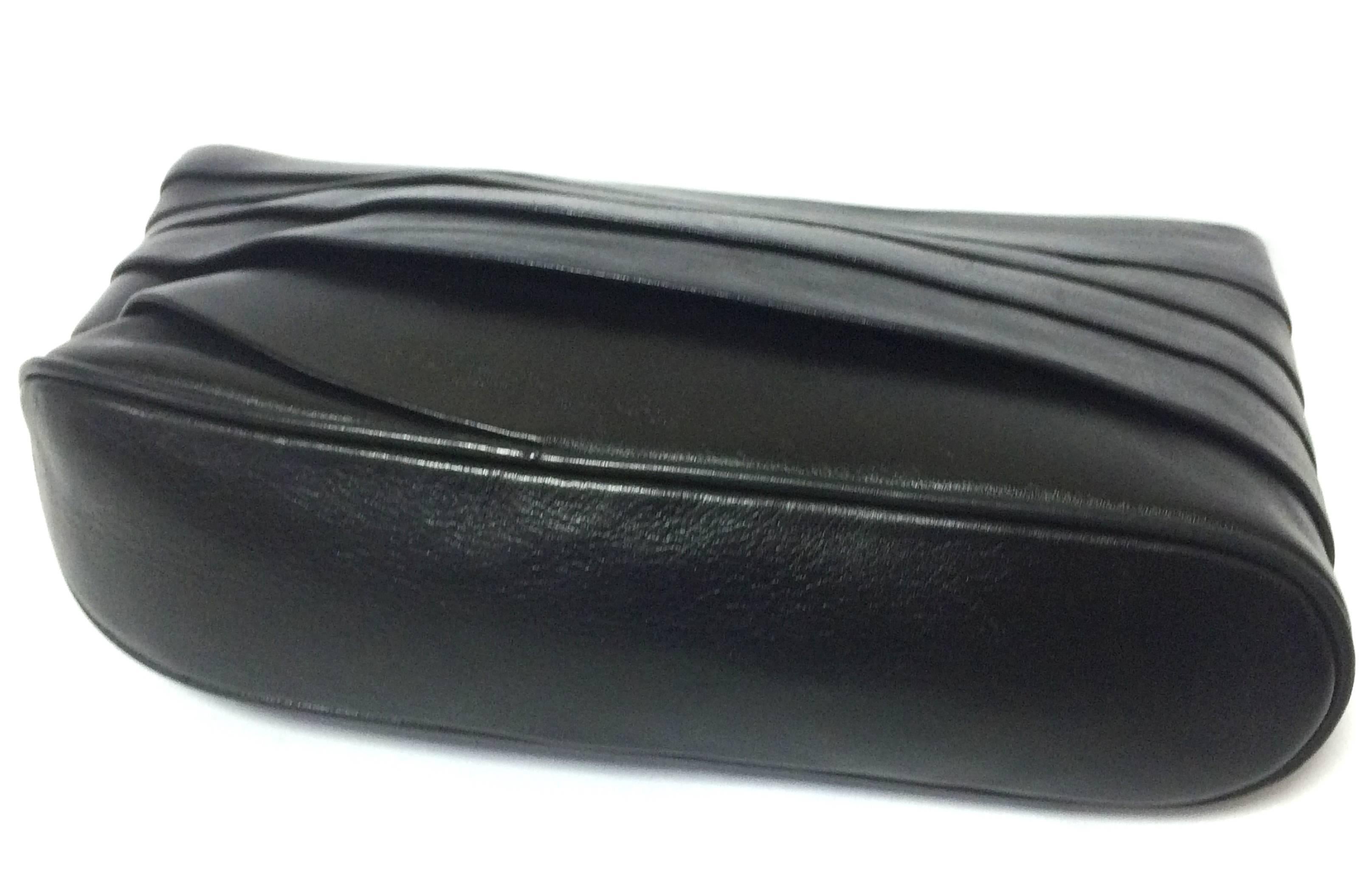 Women's or Men's Vintage Valentino Garavani black leather wave layered design clutch bag, purse