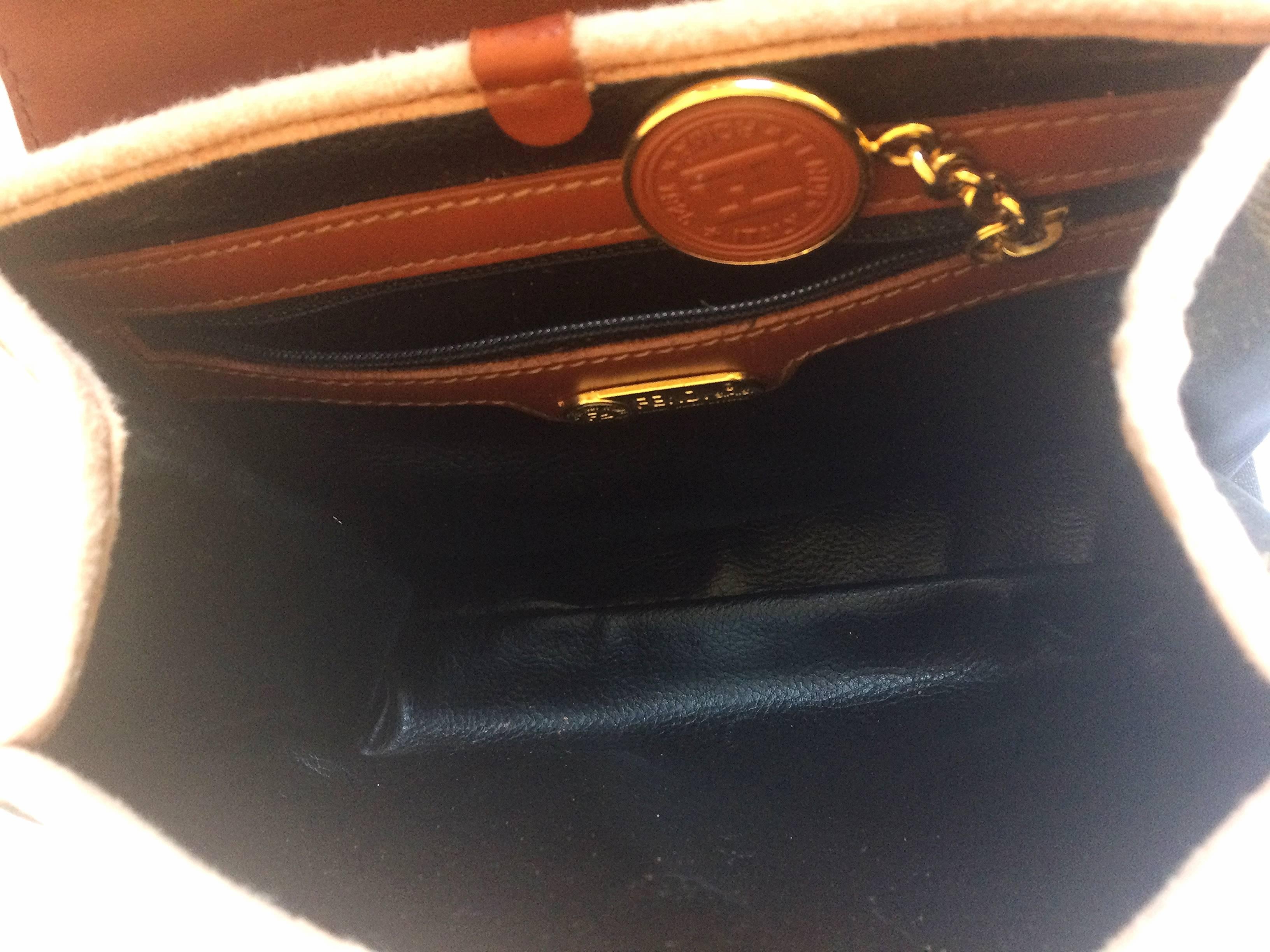 Vintage FENDI kelly bag style mini handbag in pecan stripes and brown leather 3