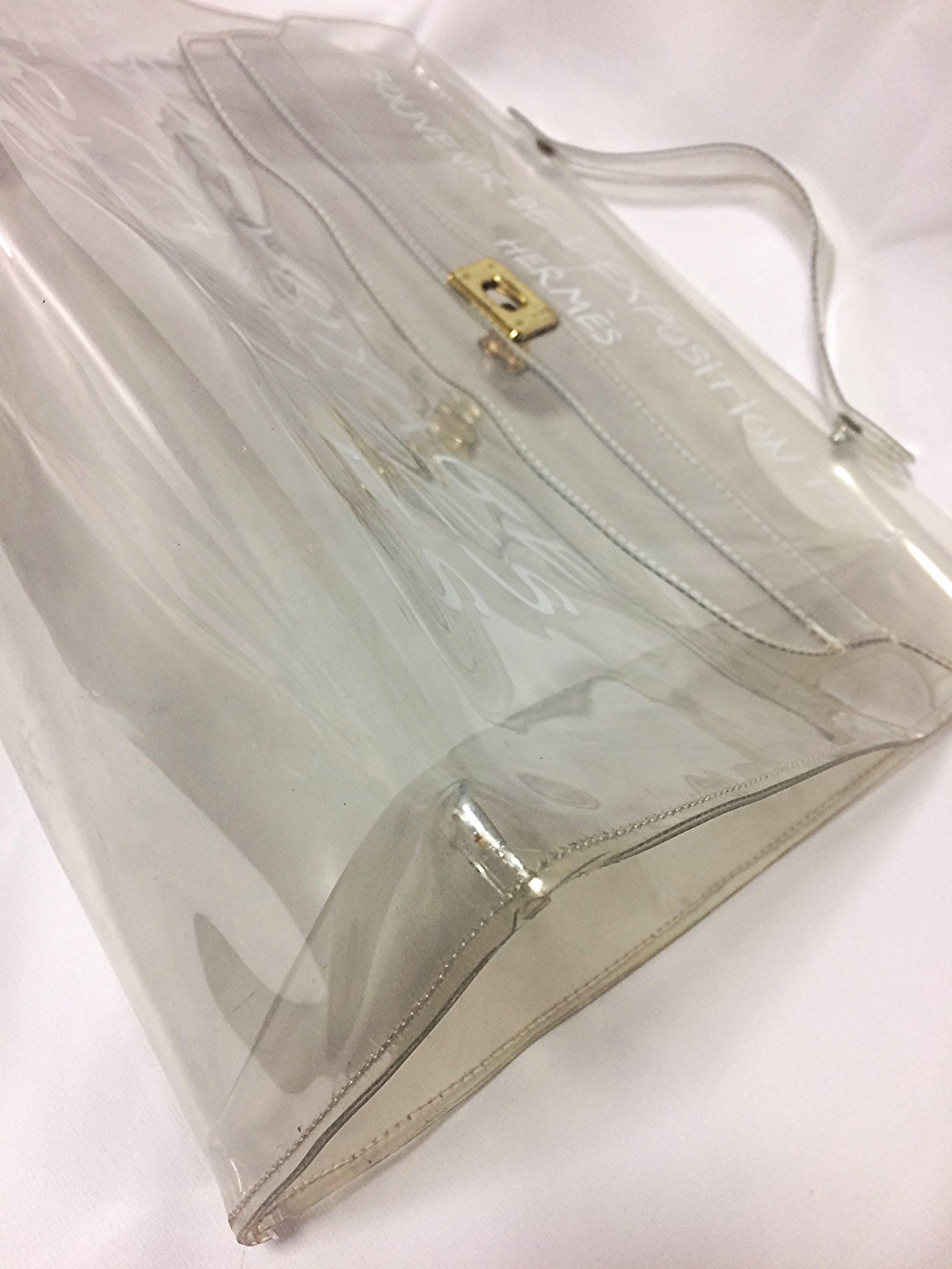 Vintage Hermes a rare transparent clear vinyl Kelly bag, Japan limited Edition.  1