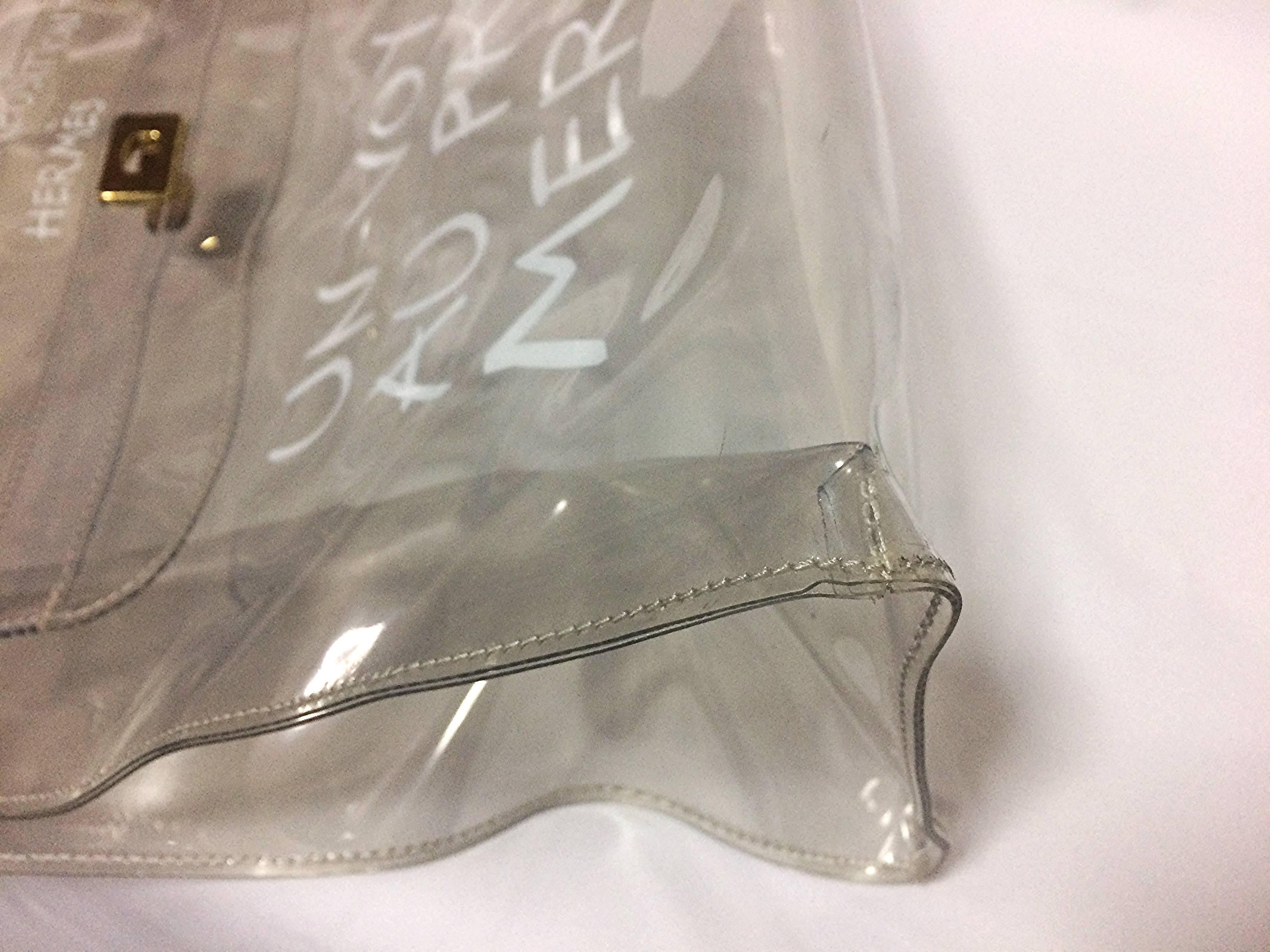 Vintage Hermes a rare transparent clear vinyl Kelly bag, Japan limited Edition.  2
