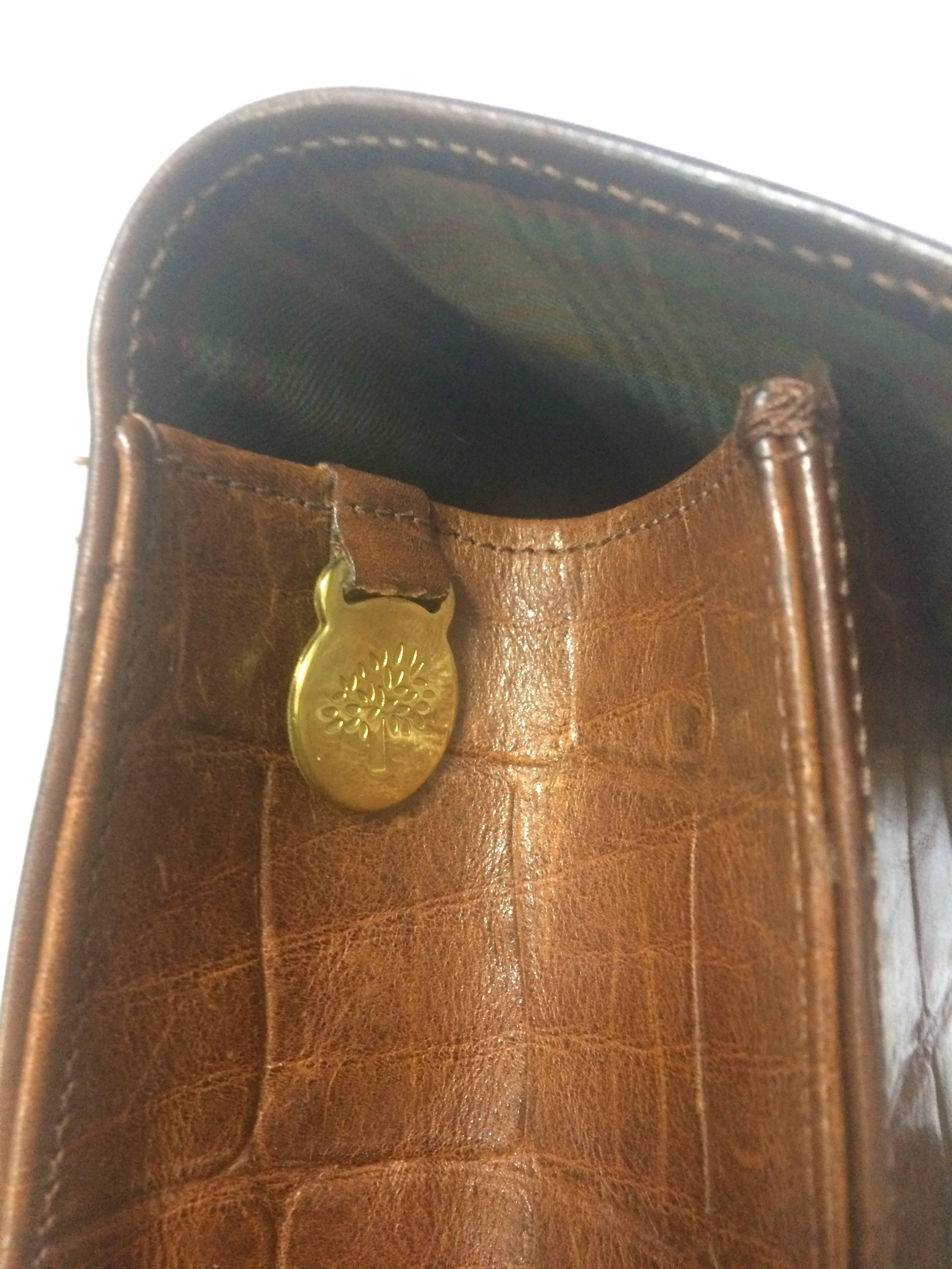 Vintage Mulberry brown croc embossed brown leather shoulder tote bag. 4