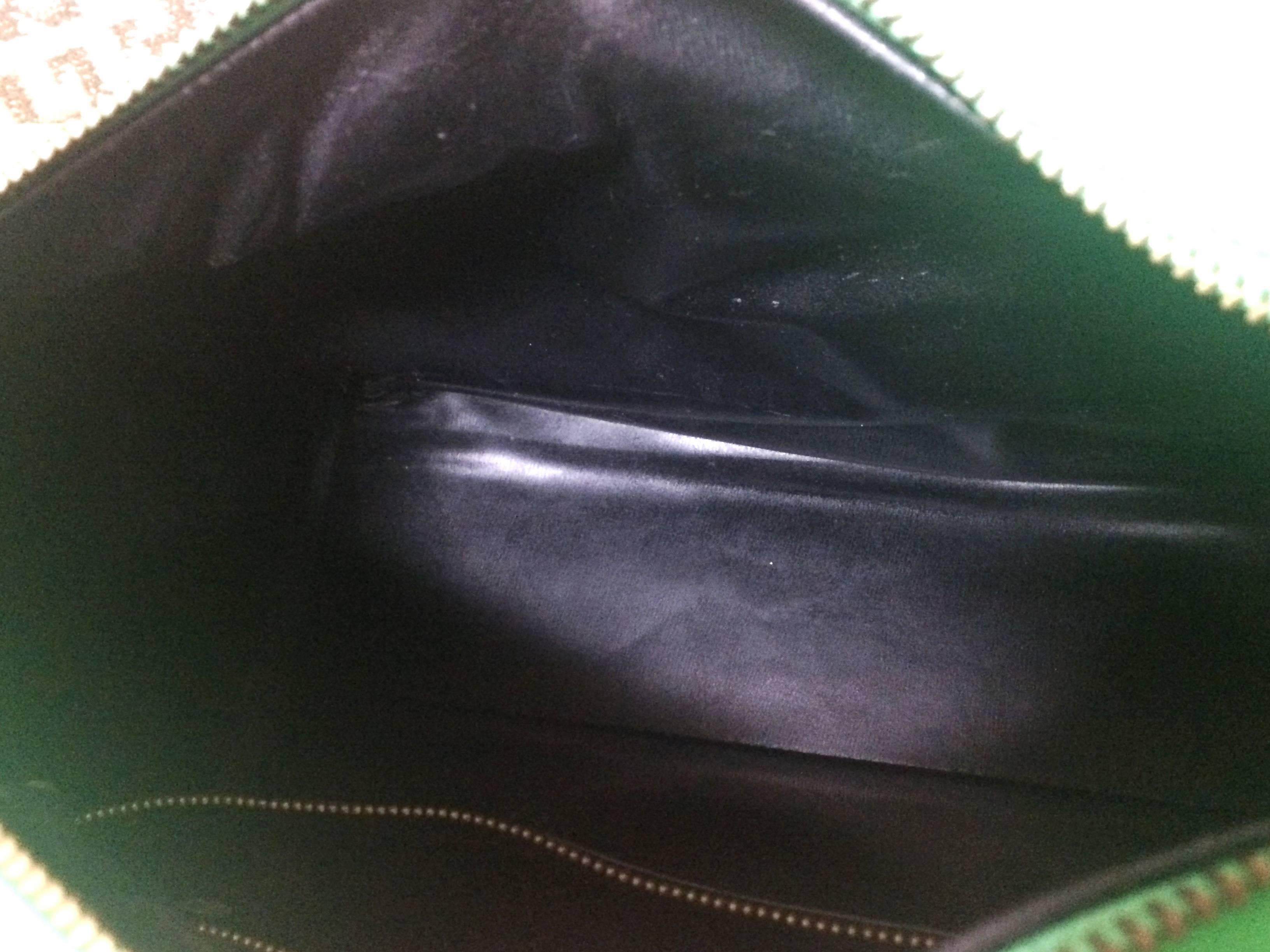 Vintage SONIA RYKIEL green leather handbag purse in speedy bag style with chains 1