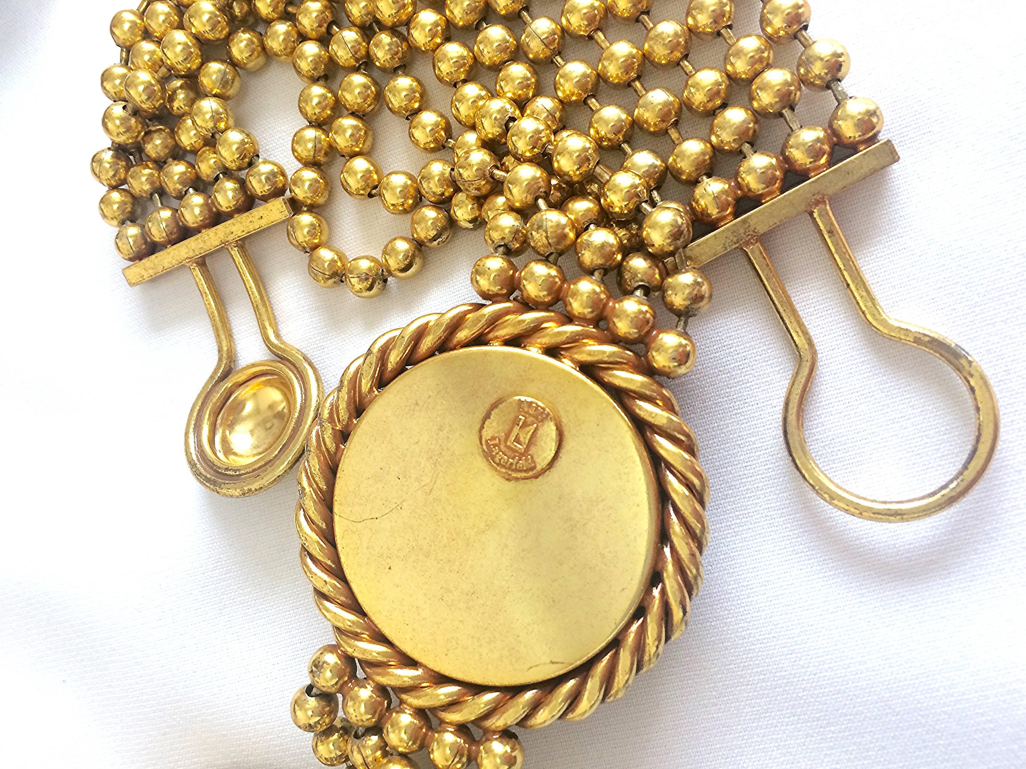 Vintage Karl Lagerfeld golden ball chain belt, necklace with extra large motifs. 3