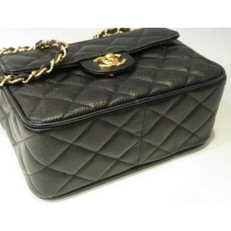 MINT. Vintage Chanel black caviar leather 2.55 camera bag style shoulder bag.  For Sale at 1stDibs