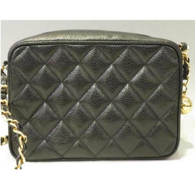 MINT. Vintage Chanel black caviar leather 2.55 camera bag style shoulder  bag.