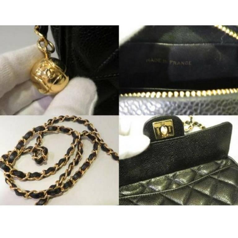 Chanel Vintage Diamond CC Camera Bag Quilted Caviar Small- Black