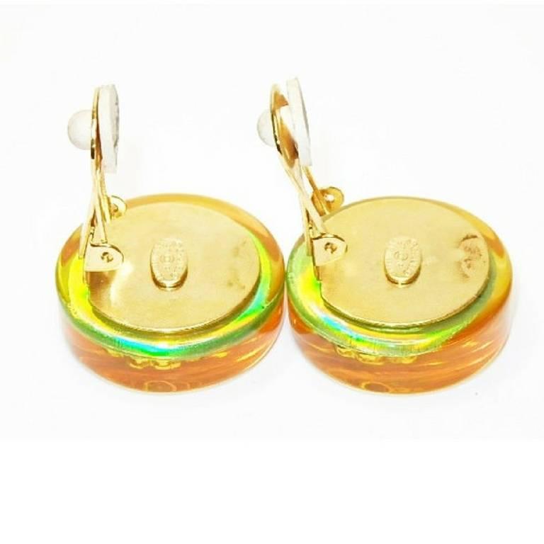Vintage CHANEL orange aurora earrings with Chanel iconic charms. Shoe, camellia, For Sale 1