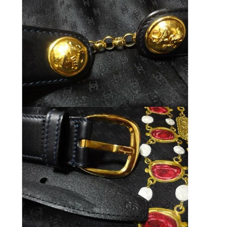 Black MINT. Vintage Salvatore Ferragamo black leather and chain belt.