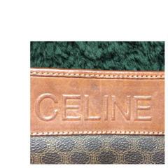 Vintage CELINE brown macadam blason pattern cosmetic, toiletry purse. Clutch bag
