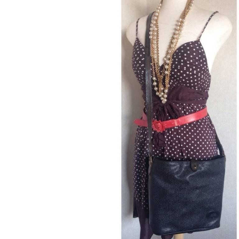 Vintage Mulberry hobo bucket black scotchgrain hobo shoulder bag。 For Sale 2