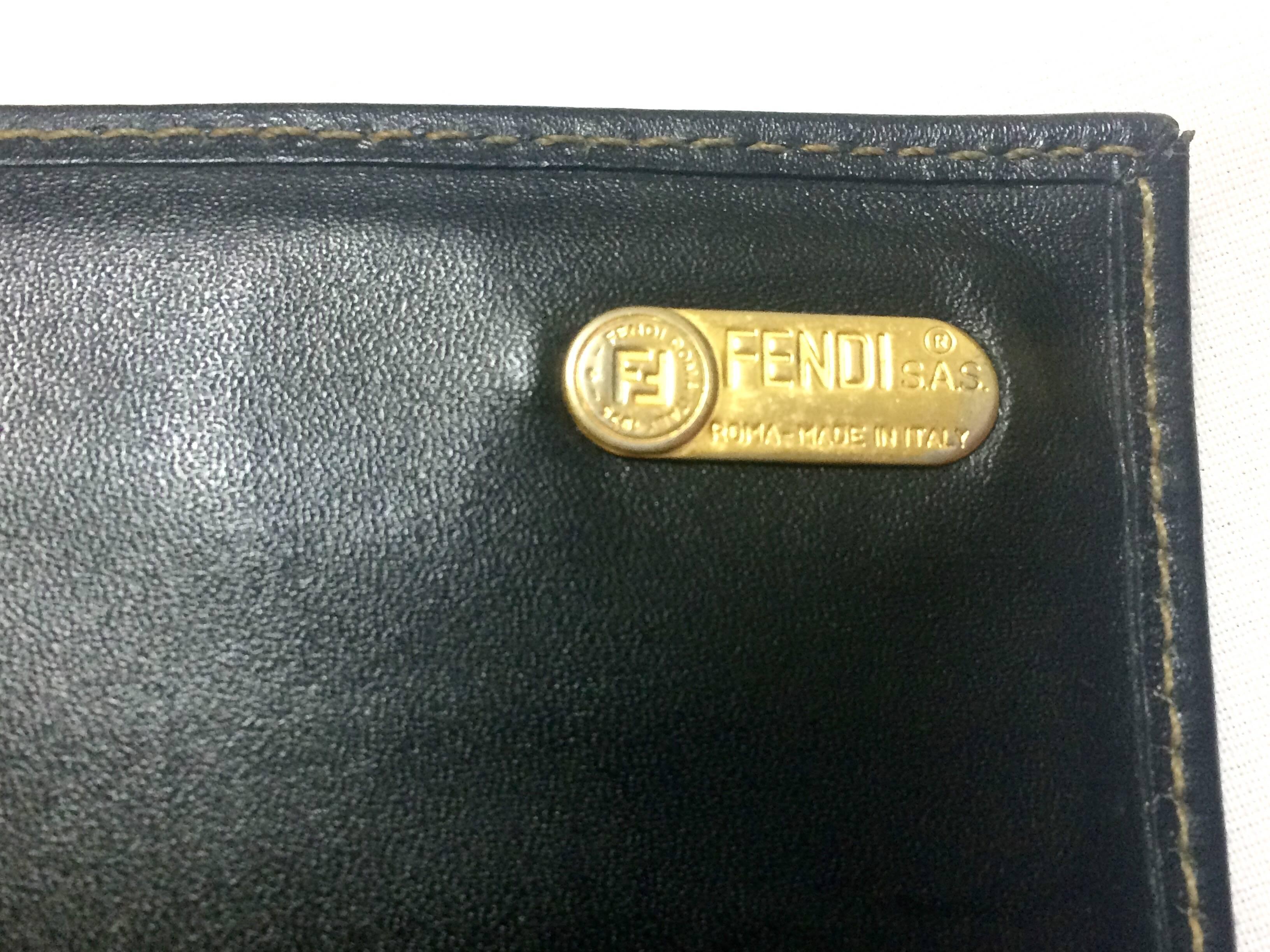 Vintage FENDI pecan stripe leather wallet with logo motif. Unisex  great gift 3