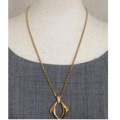 Vintage Yves Saint Laurent, YSL golden chain necklace with outlined square motif