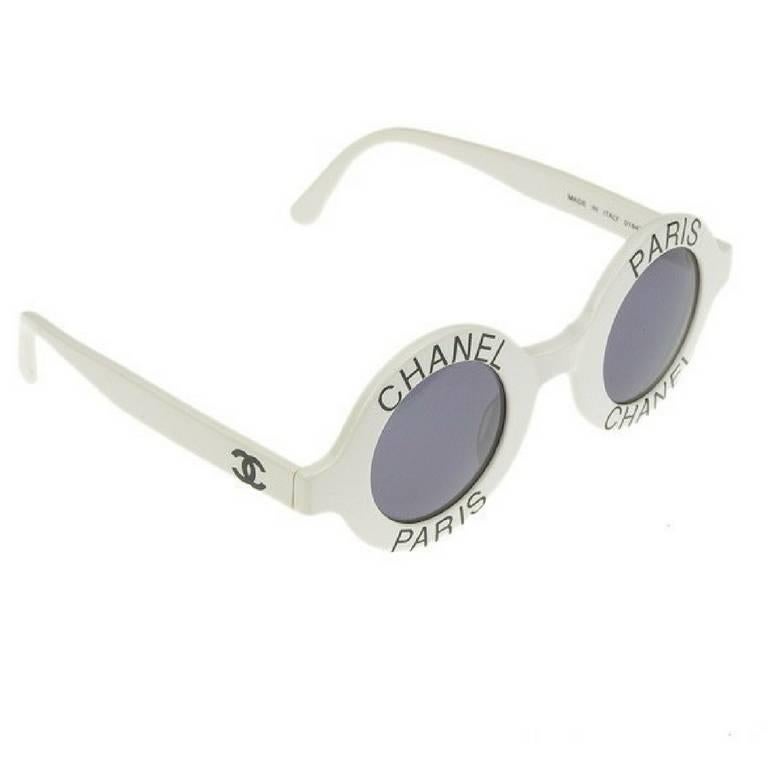 chanel white round sunglasses
