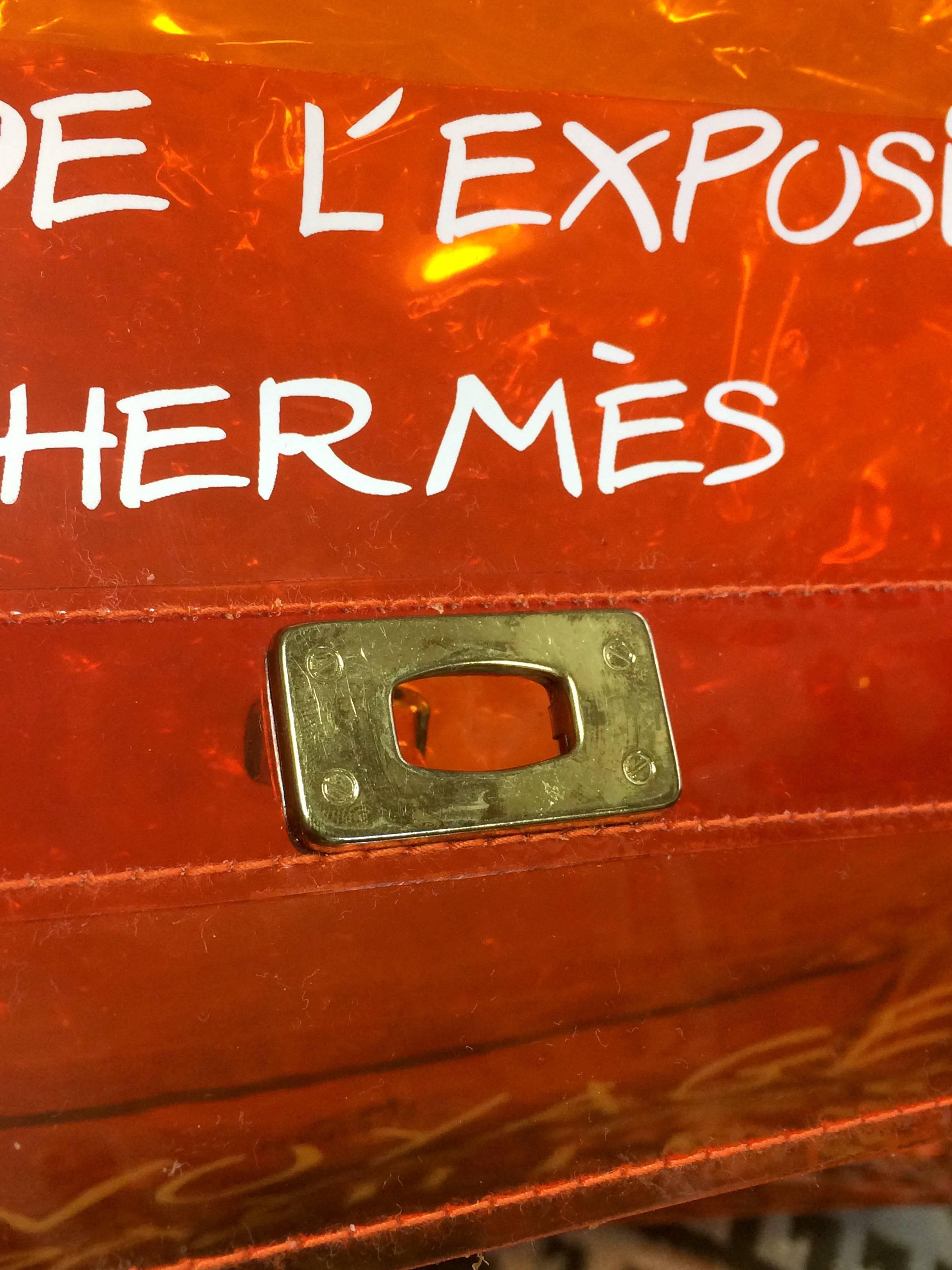 Women's Vintage Hermes a rare transparent orange vinyl Kelly beach bag. Limited Edition.