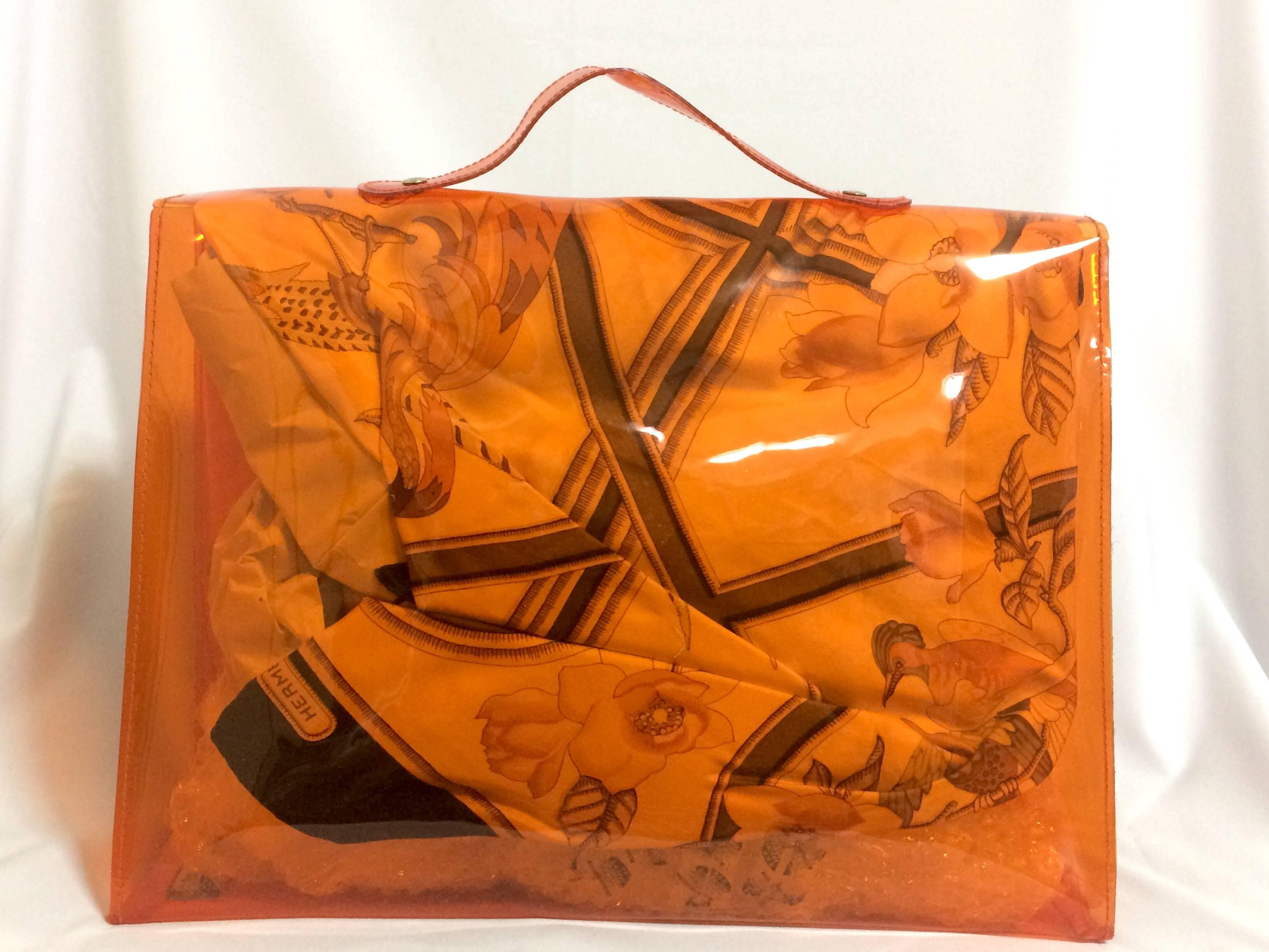 1990s. Vintage Hermes a rare transparent orange vinyl Kelly style beach bag. Limited Edition. 

1990s. MINT condition. Hermes a rare transparent Vintage orange vinyl Kelly bag Japan Limited Edition, Sold at Japan Department Store.

SPECIAL piece for