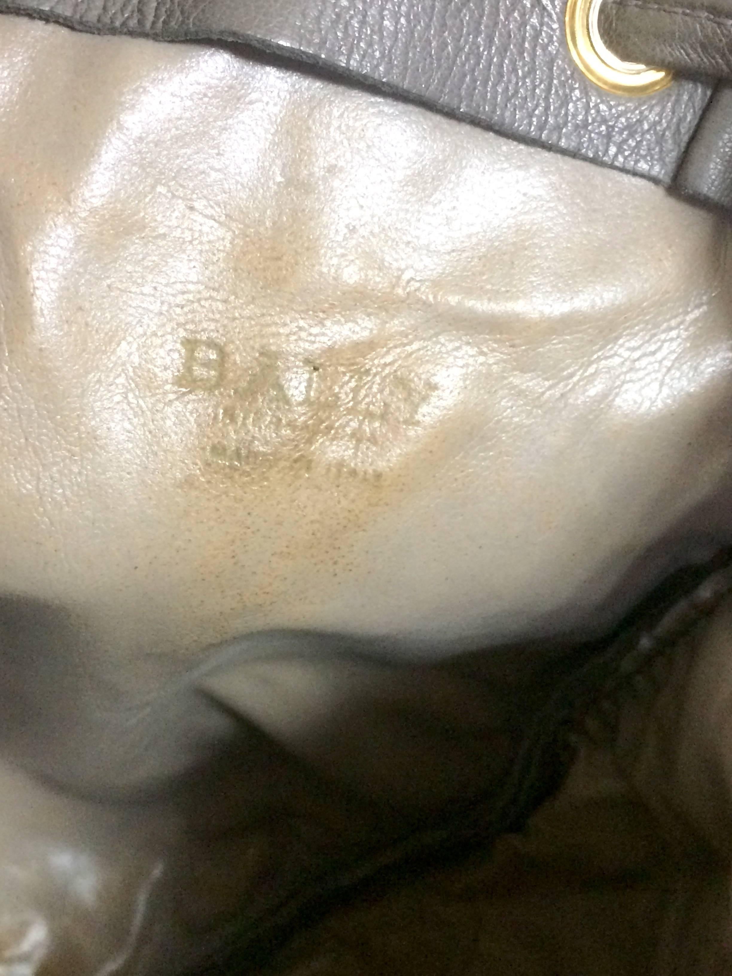 Women's Vintage BALLY gray leather ball shape hobo bucket shoulder bag with studs. For Sale