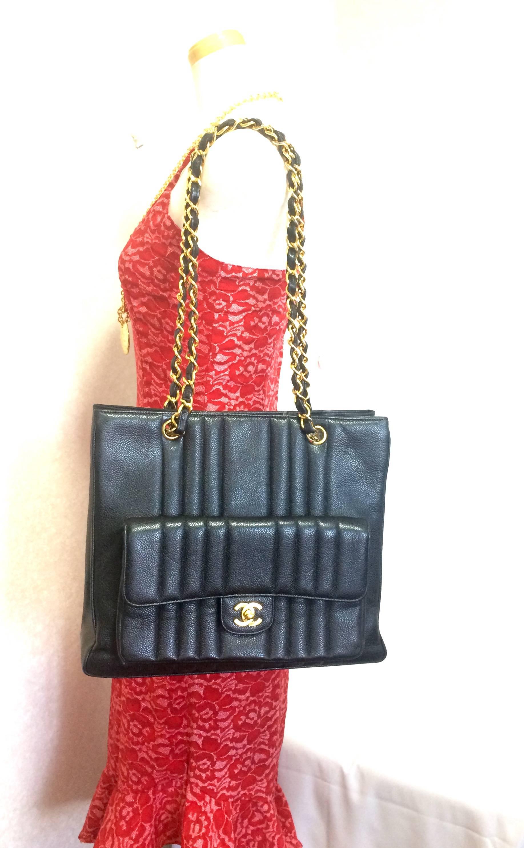 Vintage CHANEL rare 2.55 combo design black caviar leather chain shoulder bag. 5