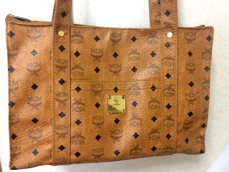Vintage MCM brown monogram large tote bag with long straps