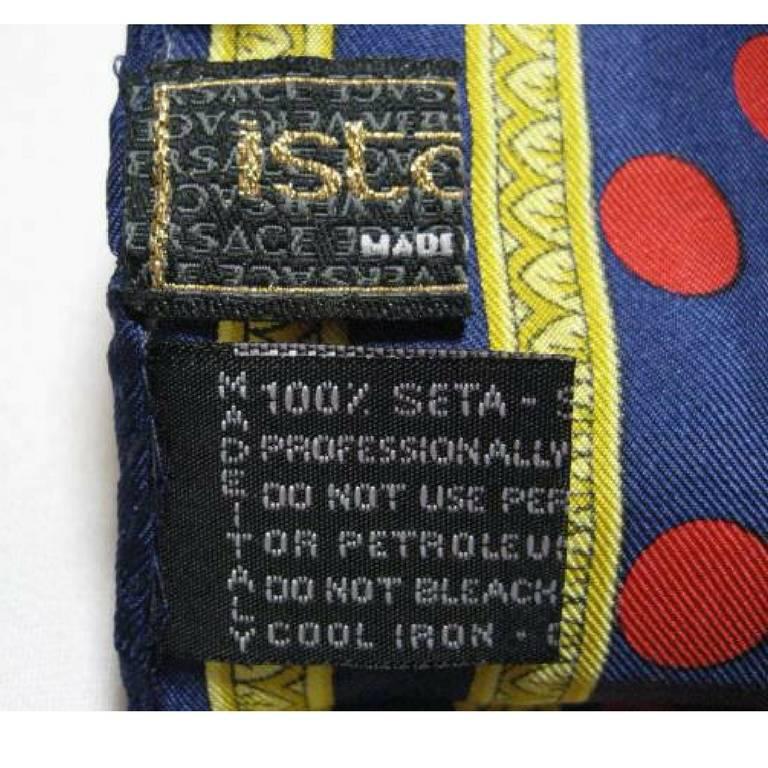 Black NEW/MINT. Vintage Gianni Versace navy, red polka dot, white gradation silk scarf For Sale