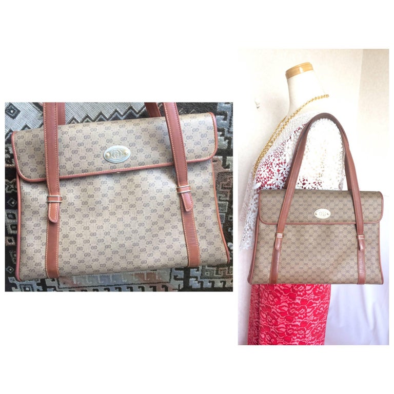 Vintage Gucci beige micro GG monogram print shoulder bag with brown le –  eNdApPi ***where you can find your favorite designer  vintages..authentic, affordable, and lovable.
