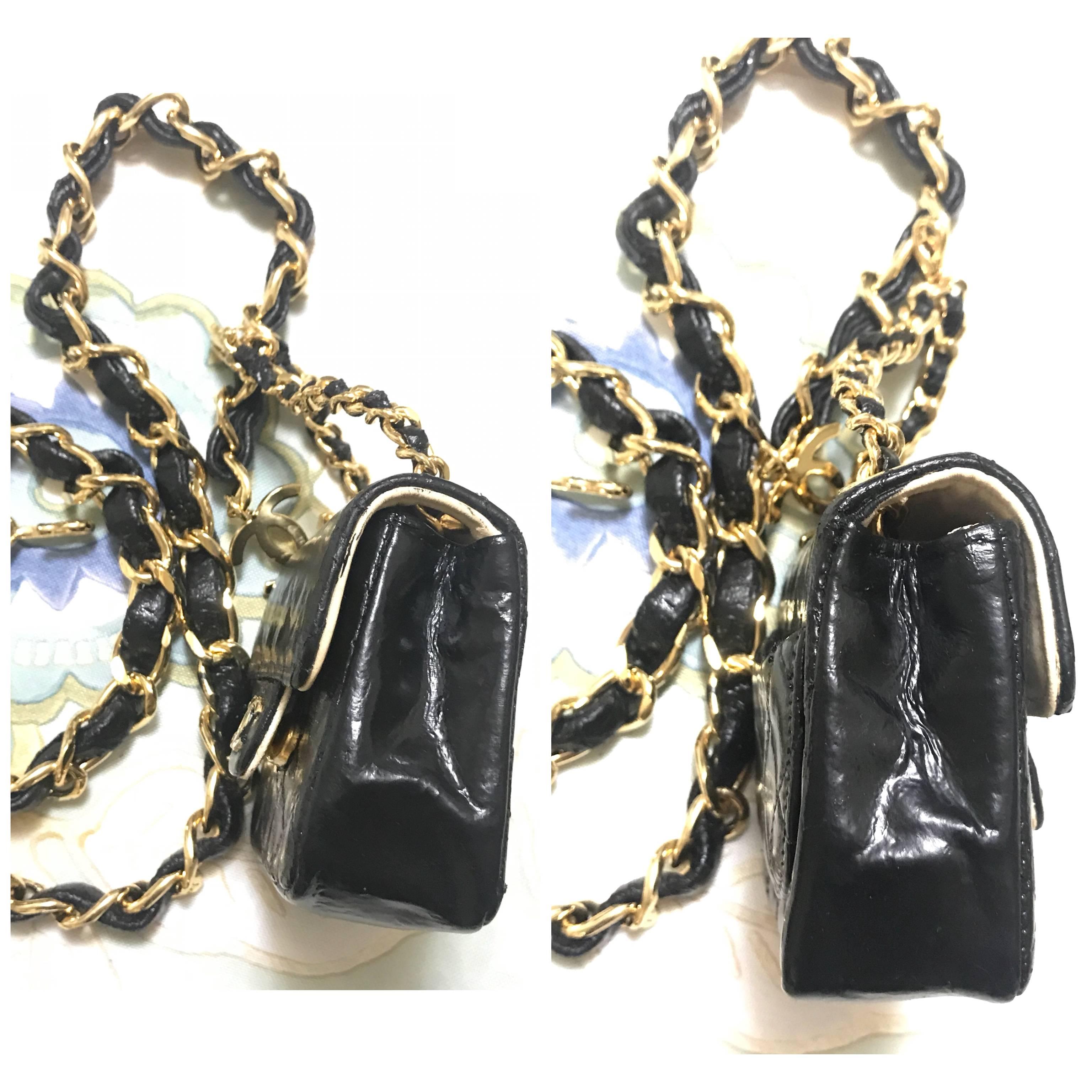 Vintage CHANEL mini 2.55 bag charm chain leather belt with golden CC charm. 1